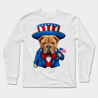 Funny 4th of July SharPei Dog Shar pei Long Sleeve T-Shirt